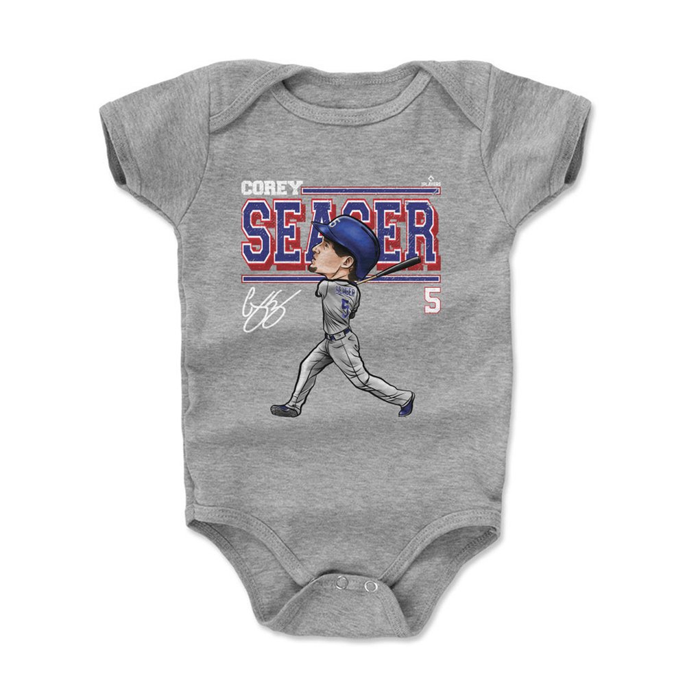 Corey Seager 500 Level Infant Cartoon Bodysuit - Heather Gray