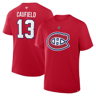 Cole Caufield Montreal Canadiens Fanatics Authentic Stack Name & Number T-Shirt - Red