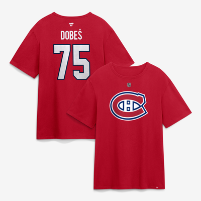 Jakub Dobes Montreal Canadiens Fanatics Authentic Stack Name & Number T-Shirt - Red