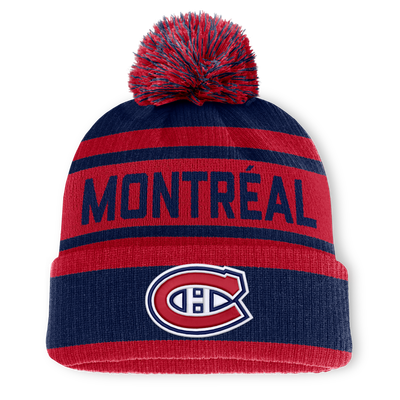 Montreal Canadiens Fanatics Fundamental Cuffed Knit Hat with Pom - Navy/Red