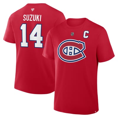 Nick Suzuki Montreal Canadiens Fanatics Authentic Stack Name & Number T-Shirt - Red