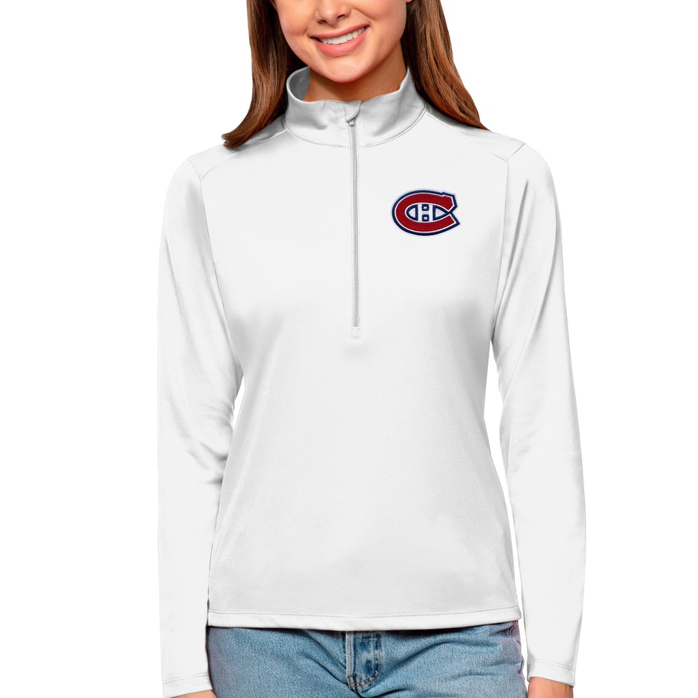 Montreal Canadiens Antigua Women's Tribute Quarter-Zip Pullover Top - White