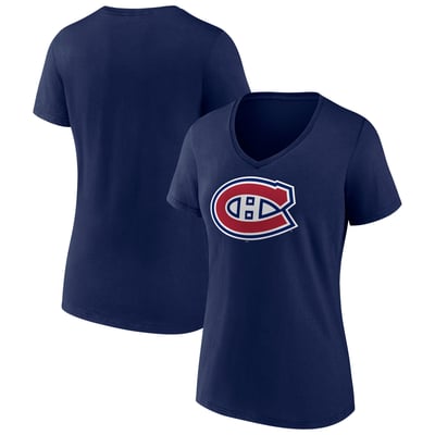 Montreal Canadiens Fanatics Women's Primary Logo Team V-Neck T-Shirt - Navy