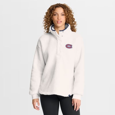 Montreal Canadiens Fanatics Women's Rush Sherpa Half-Snap Pullover - White