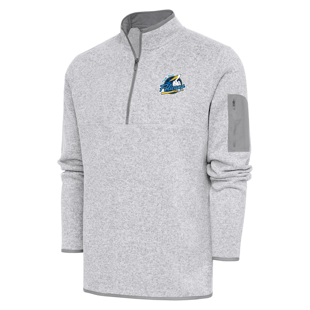  Myrtle Beach Pelicans Antigua Fortune Quarter-Zip Pullover Jacket - Heather Gray