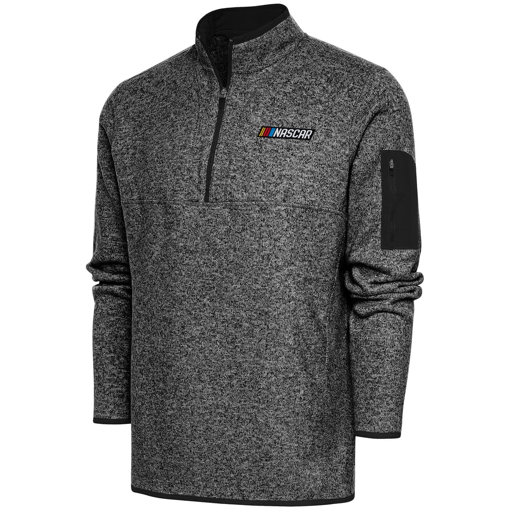  NASCAR Antigua Fortune Quarter-Zip Pullover Jacket - Heather Black