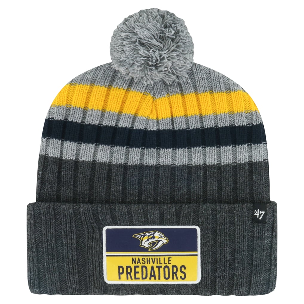 Nashville Predators '47 Stack Patch Cuffed Knit Hat with Pom - Gray