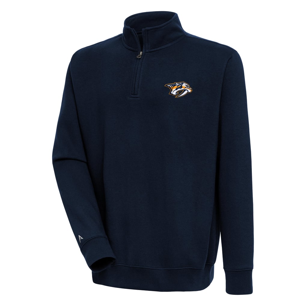  Nashville Predators Antigua Victory Quarter-Zip Pullover Top - Navy