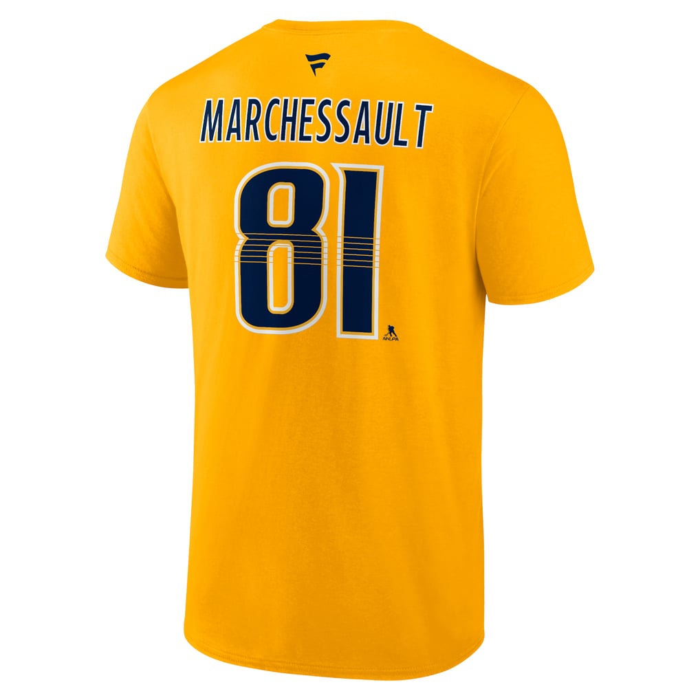 Jonathan Marchessault Nashville Predators Fanatics Authentic Stack Name & Number T-Shirt - Gold