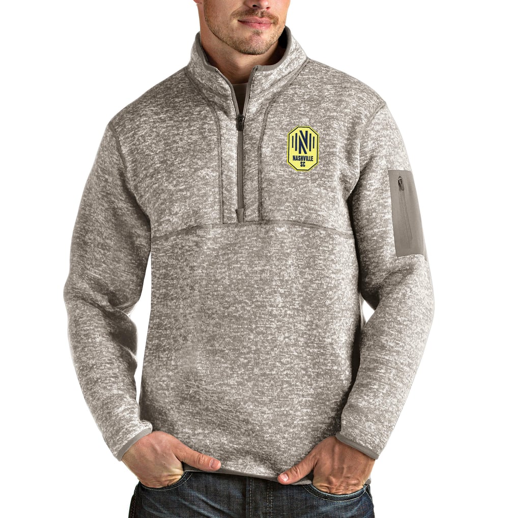 Nashville SC Antigua Fortune Quarter-Zip Pullover Jacket - Tan