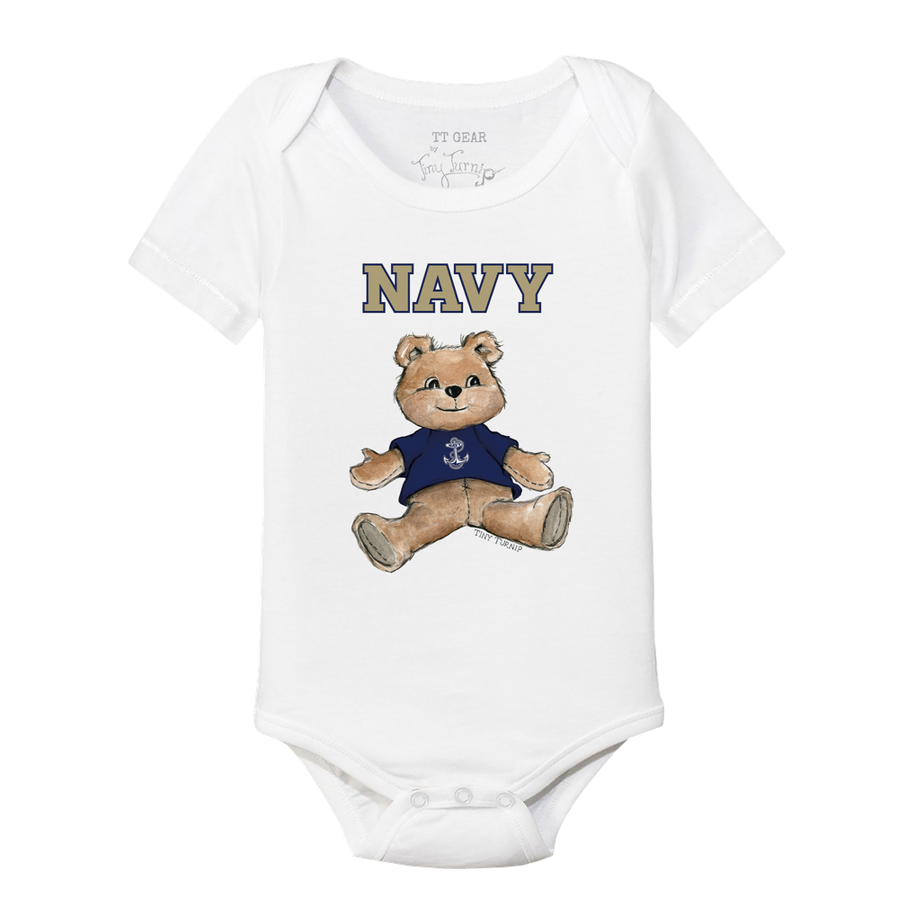 Navy Midshipmen Tiny Turnip Infant Teddy Bear Bodysuit - White