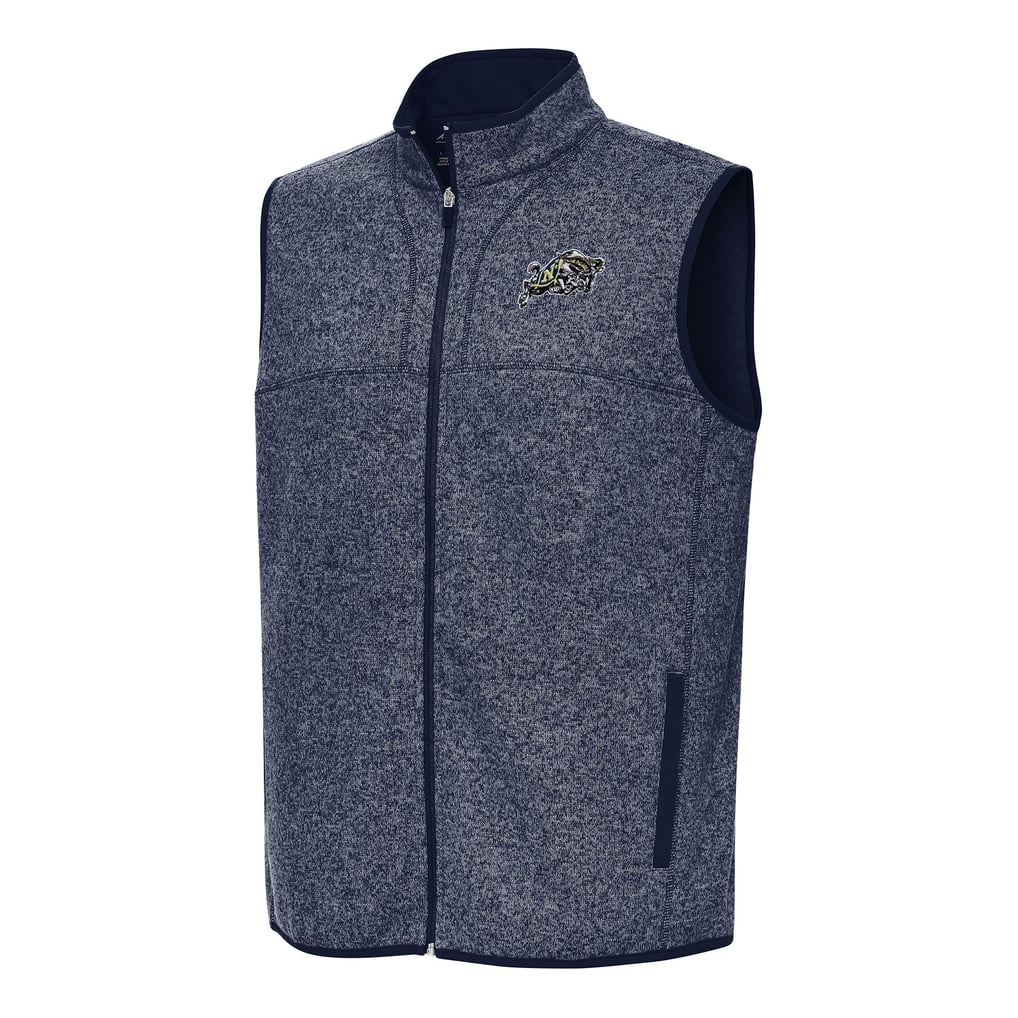 Navy Midshipmen Antigua Fortune Full-Zip Vest - Heather Navy