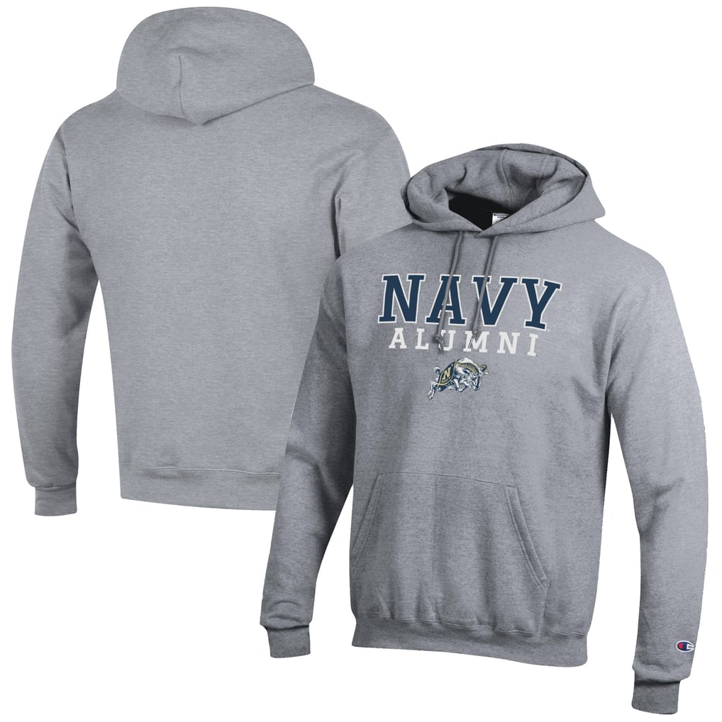  Navy Midshipmen Champion Alumni Logo Stack Pullover Hoodie - Gray