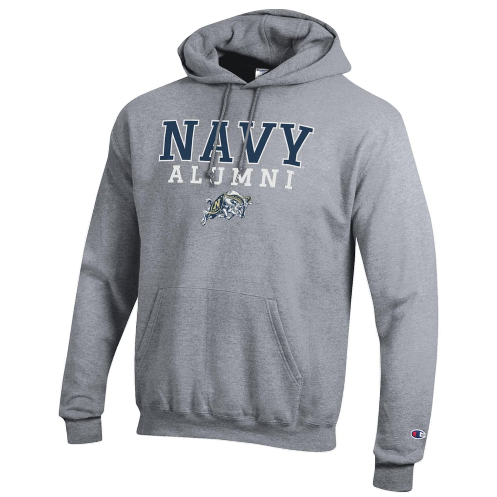  Navy Midshipmen Champion Alumni Logo Stack Pullover Hoodie - Gray