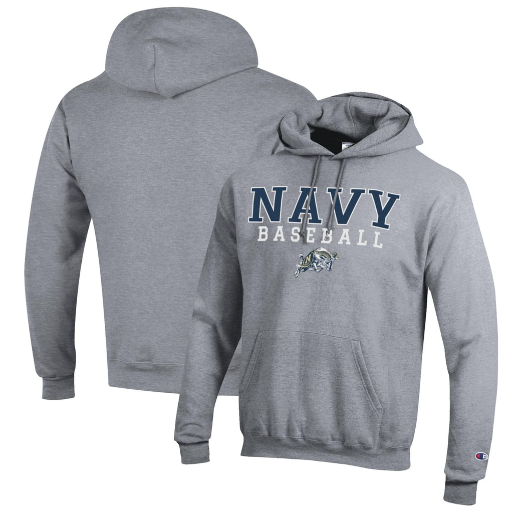 Navy Midshipmen Champion Baseball Stack Pullover Hoodie - Gray