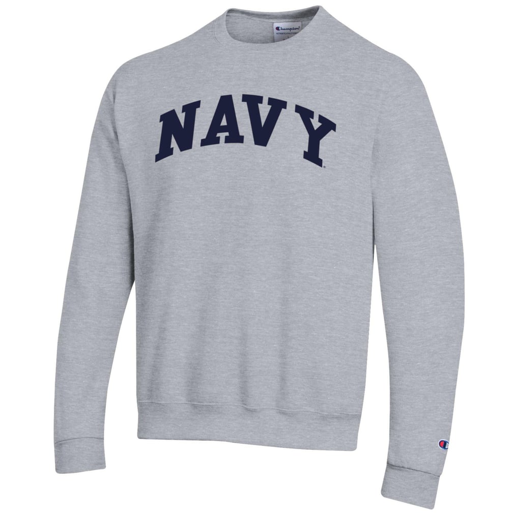  Navy Midshipmen Champion Basic Arch Fleece Pullover Sweatshirt - Heather Gray