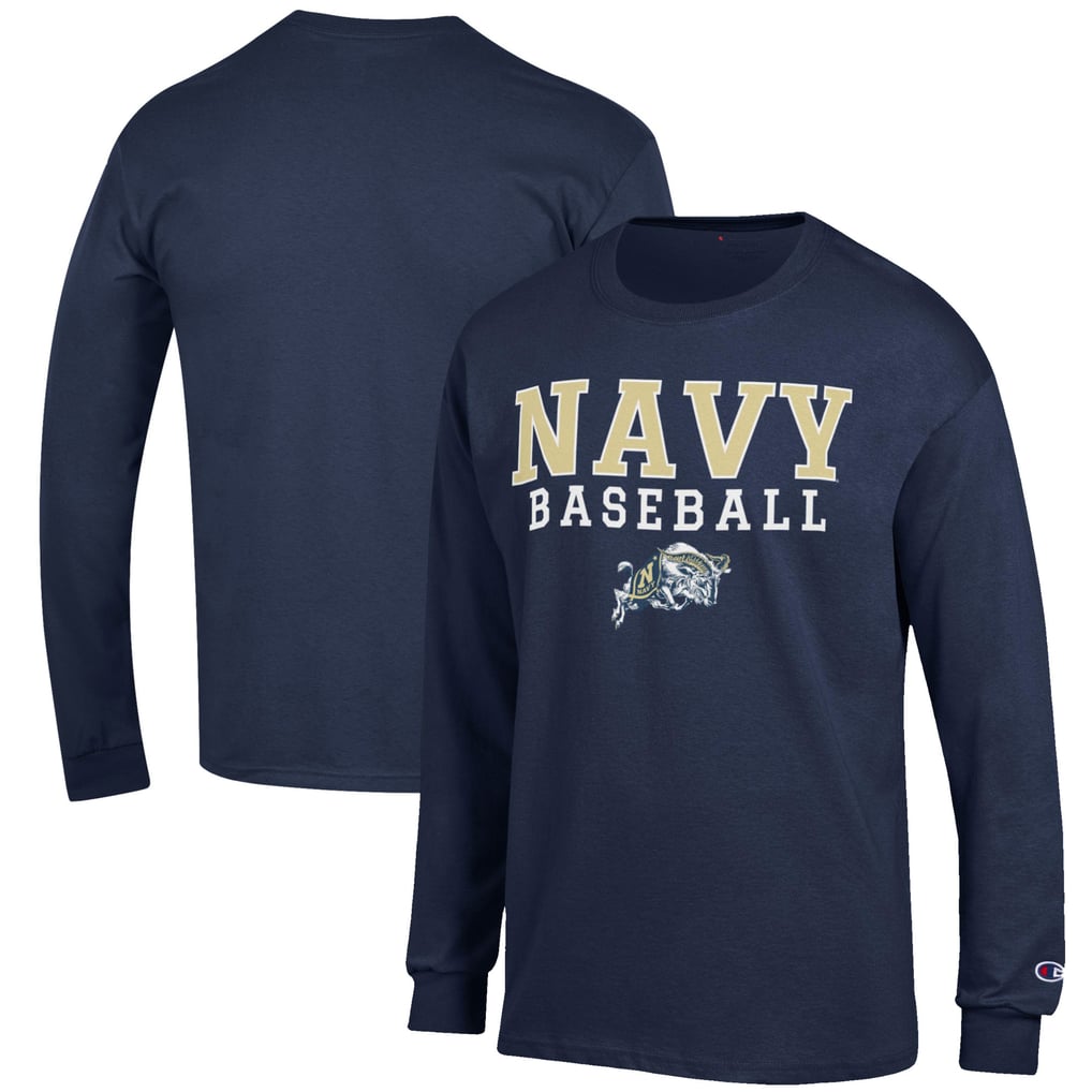 Navy Midshipmen Champion Baseball Stack Long Sleeve T-Shirt - Navy