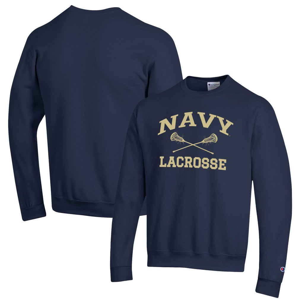 Navy Midshipmen Champion Lacrosse Icon Powerblend Pullover Sweatshirt - Navy