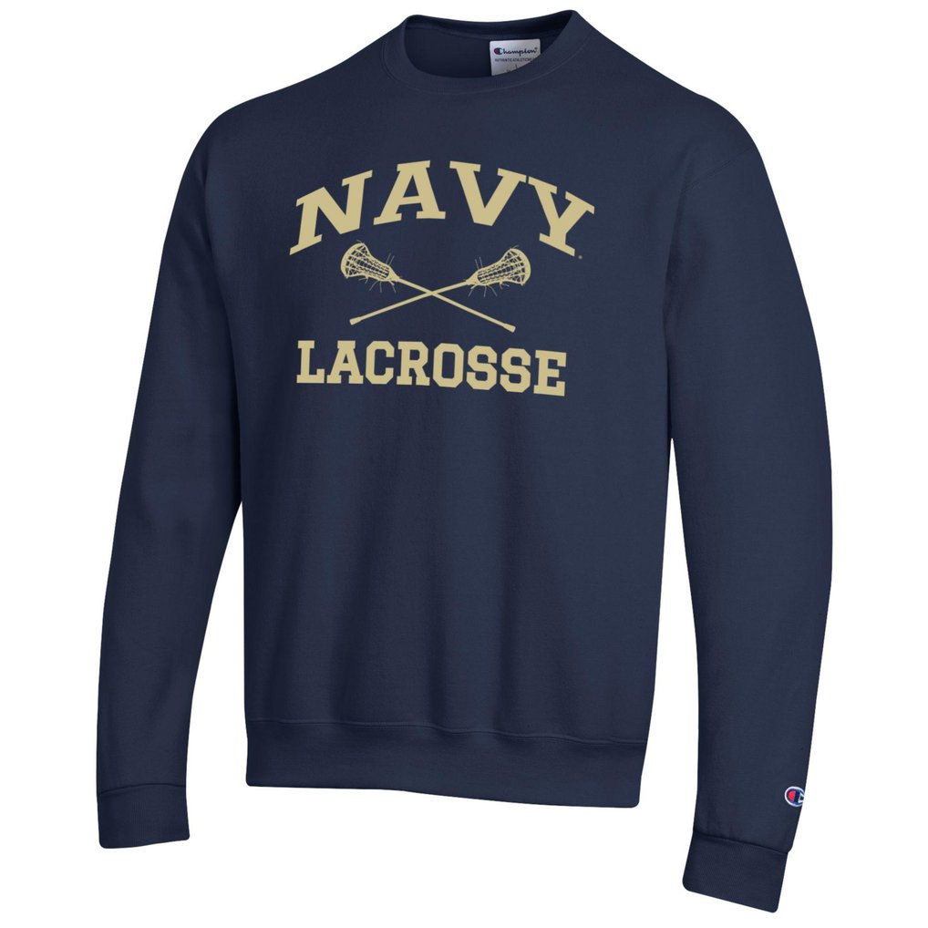 Navy Midshipmen Champion Lacrosse Icon Powerblend Pullover Sweatshirt - Navy