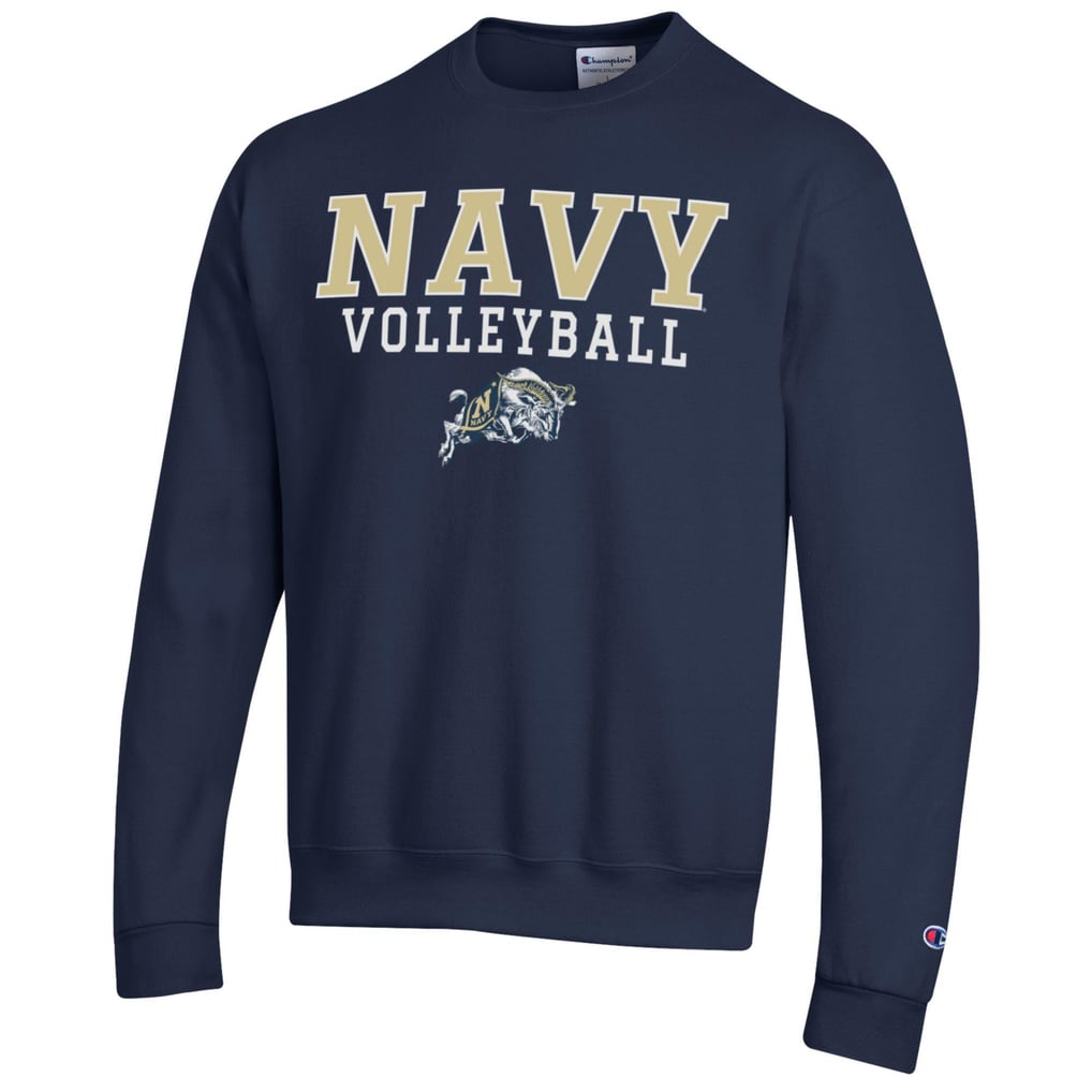 Navy Midshipmen Champion Stack Logo Volleyball Powerblend Pullover Sweatshirt - Navy