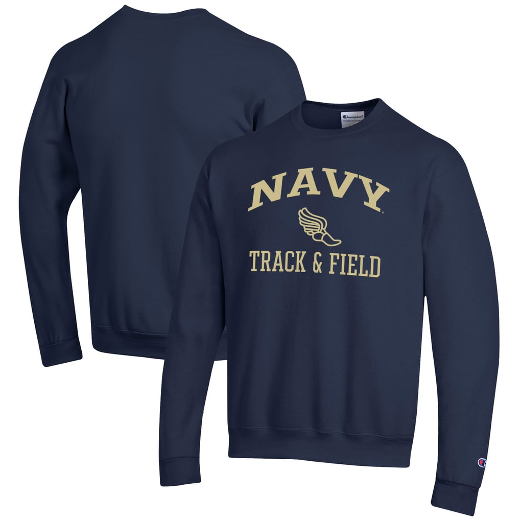  Navy Midshipmen Champion Track & Field Icon Powerblend Pullover Sweatshirt - Navy