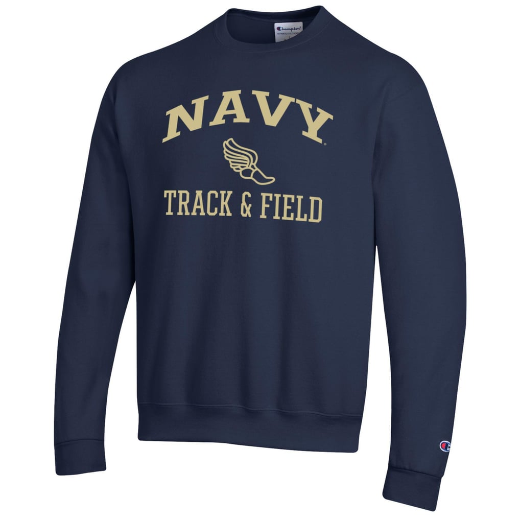  Navy Midshipmen Champion Track & Field Icon Powerblend Pullover Sweatshirt - Navy