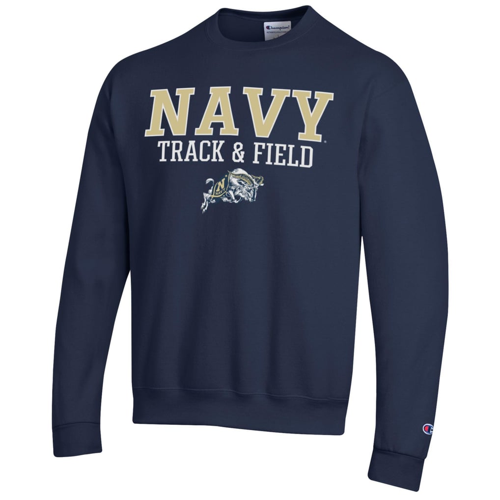  Navy Midshipmen Champion Track & Field Stack Powerblend Pullover Sweatshirt - Navy
