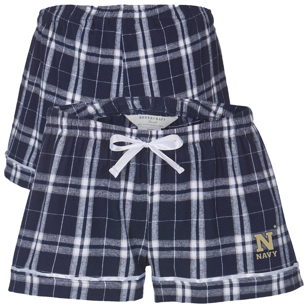 Navy Midshipmen Boxercraft Women's Flannel Shorts - Navy