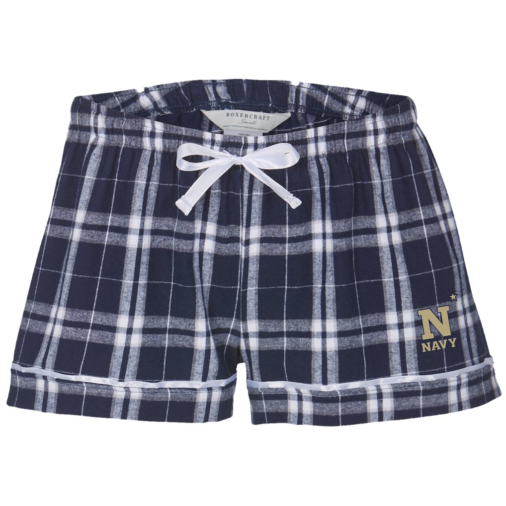 Navy Midshipmen Boxercraft Women's Flannel Shorts - Navy