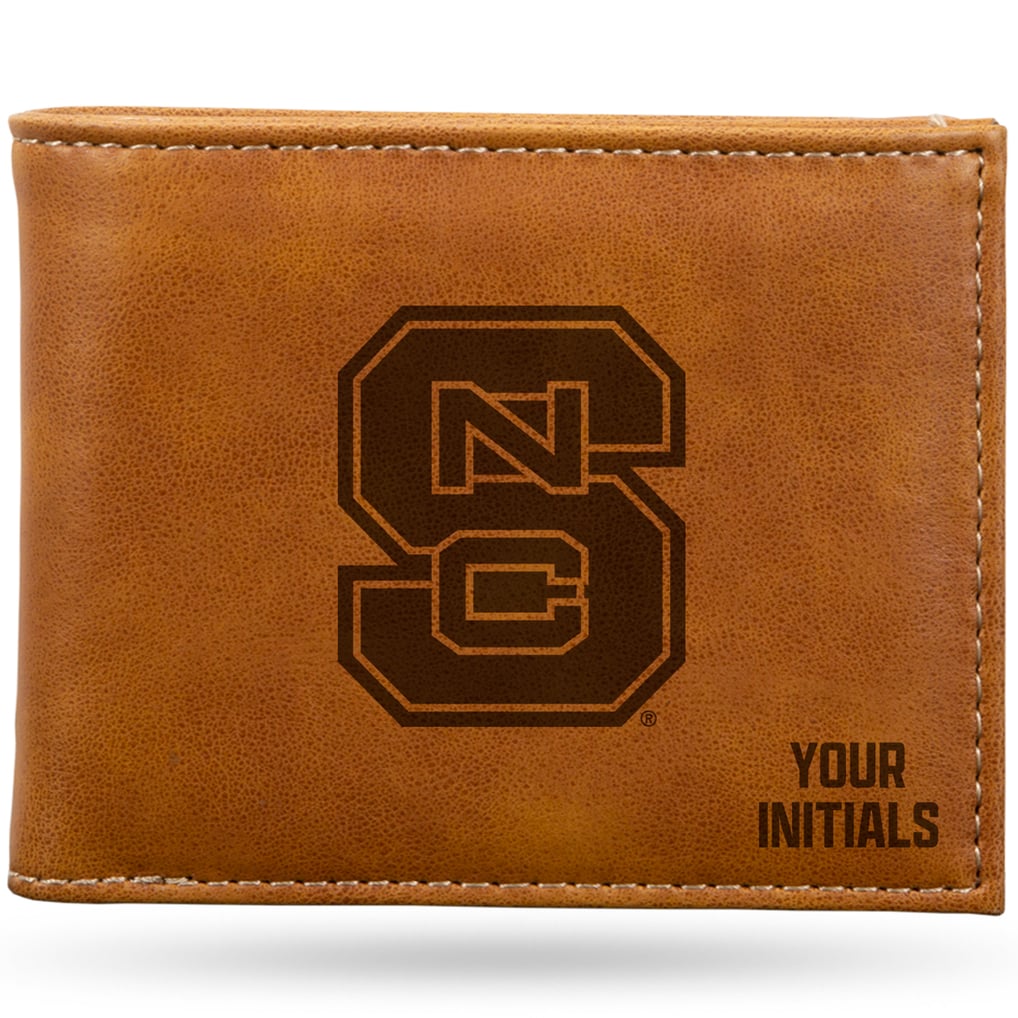 NC State Wolfpack Personalized Billfold Wallet - Brown