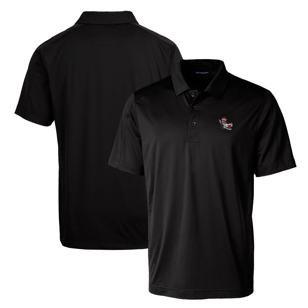 NC State Wolfpack Cutter & Buck Primary Team Logo Prospect Textured Stretch Polo - Black