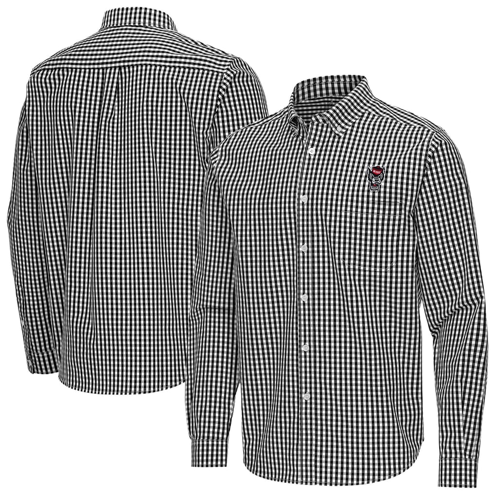 NC State Wolfpack Antigua Ellis Woven Tri-Blend Long Sleeve Button-Down Shirt - Black