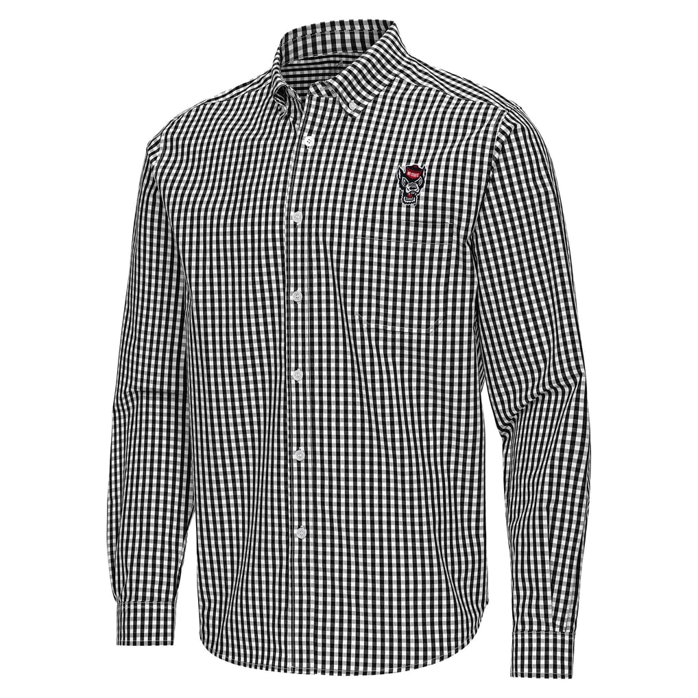 NC State Wolfpack Antigua Ellis Woven Tri-Blend Long Sleeve Button-Down Shirt - Black