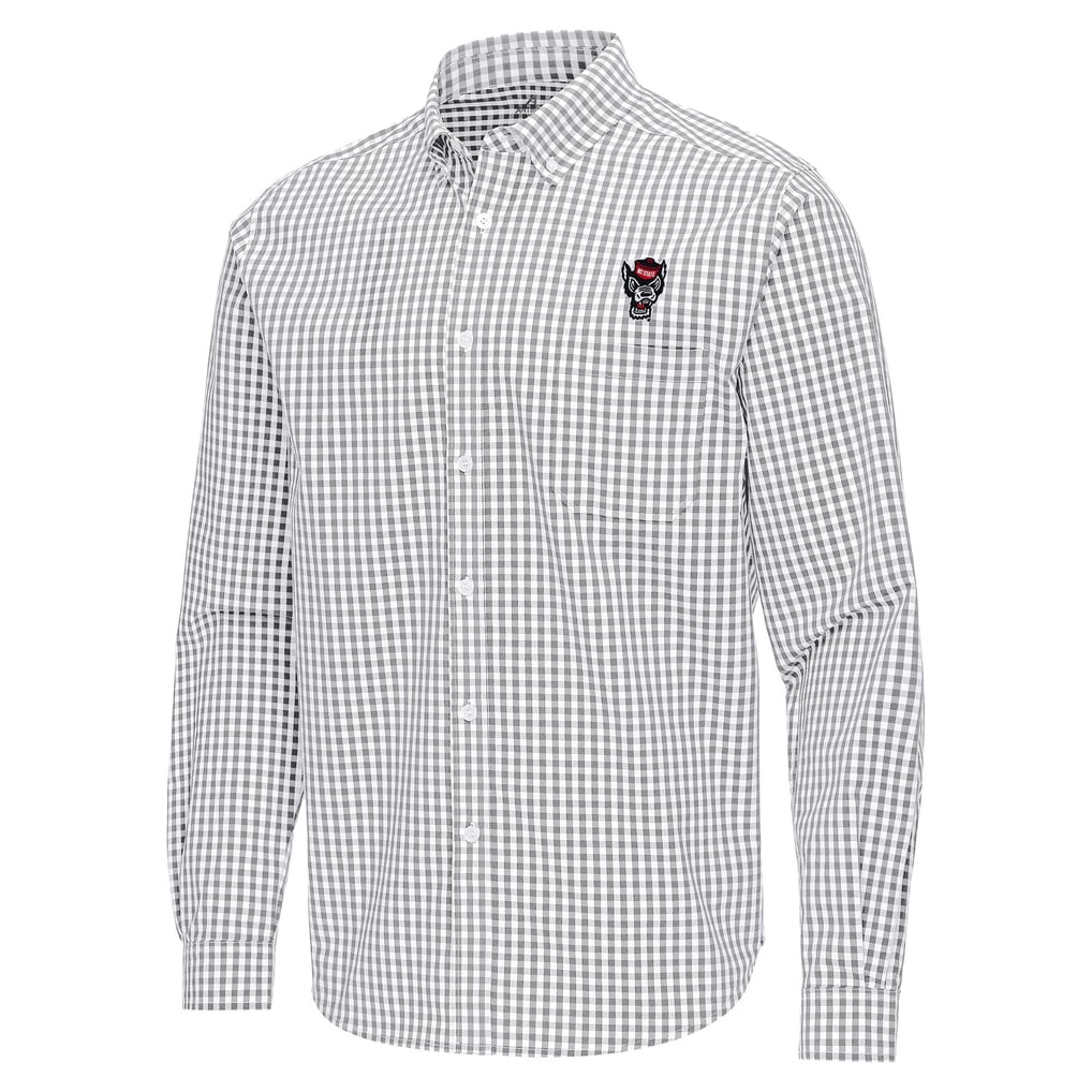 NC State Wolfpack Antigua Ellis Woven Tri-Blend Long Sleeve Button-Down Shirt - Gray