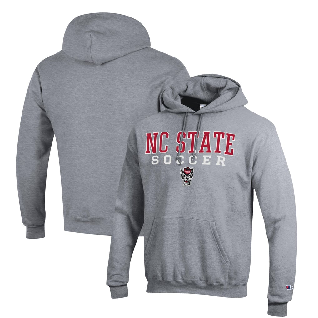 NC State Wolfpack Champion Soccer Stack Logo Powerblend Pullover Hoodie - Gray