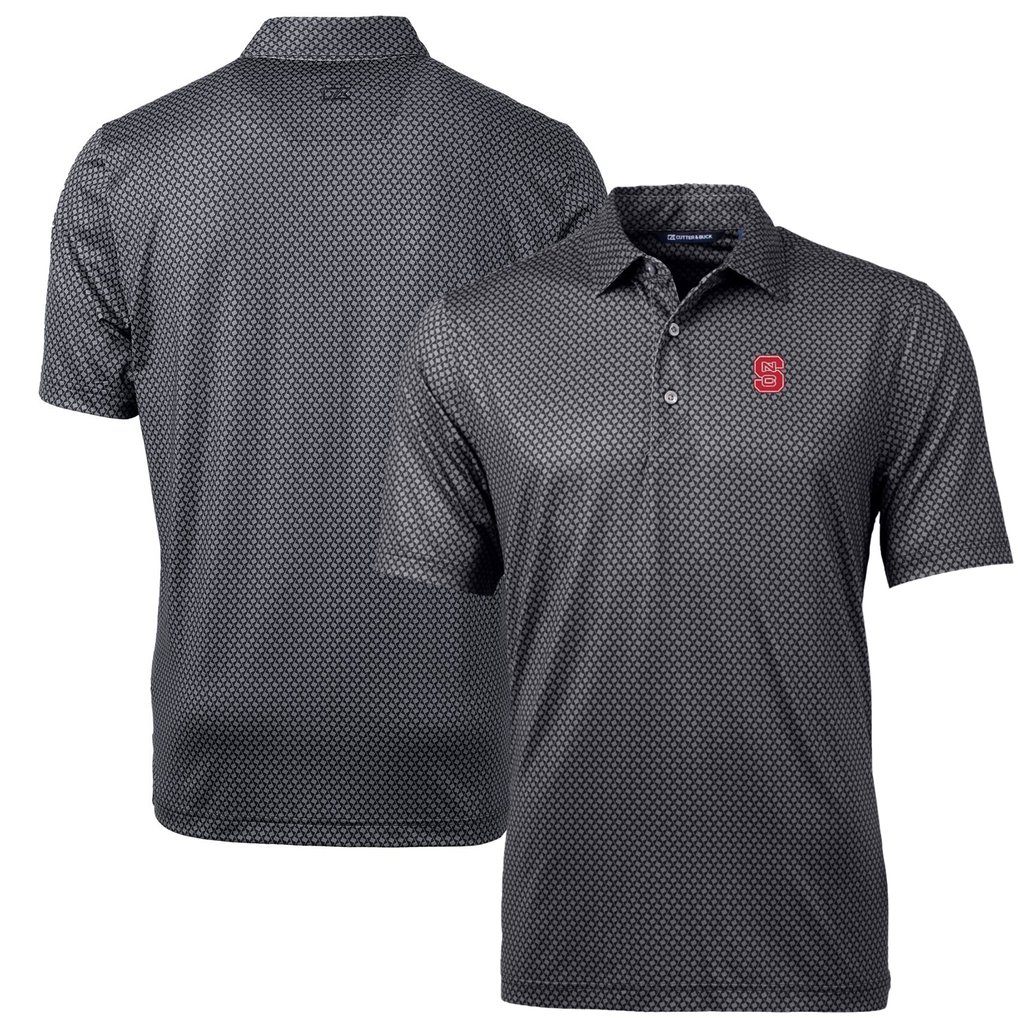 NC State Wolfpack Cutter & Buck Pike Banner Print Polo - Black
