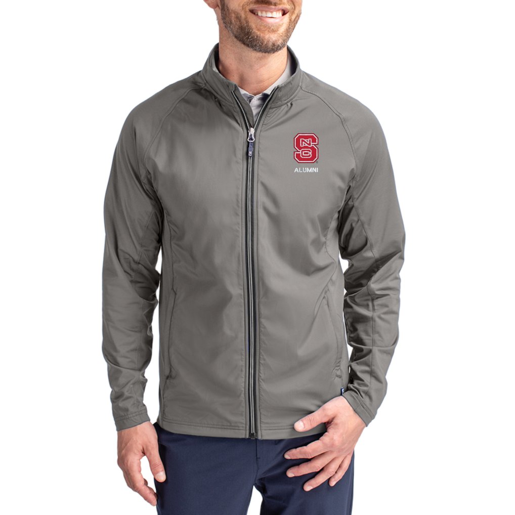 NC State Wolfpack Cutter & Buck Alumni Logo Adapt Eco Knit Raglan Full-Zip Jacket - Gray