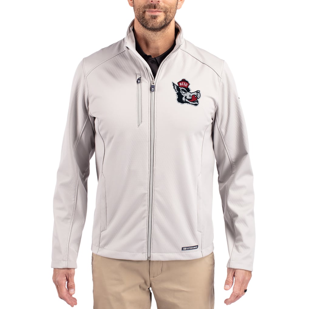 NC State Wolfpack Cutter & Buck Evoke Eco Softshell Recycled Full-Zip Jacket - Gray