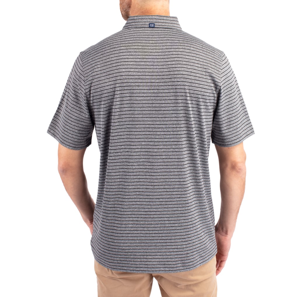 NC State Wolfpack Cutter & Buck Forge Eco Heather Stripe Stretch Recycled Polo - Heather Black