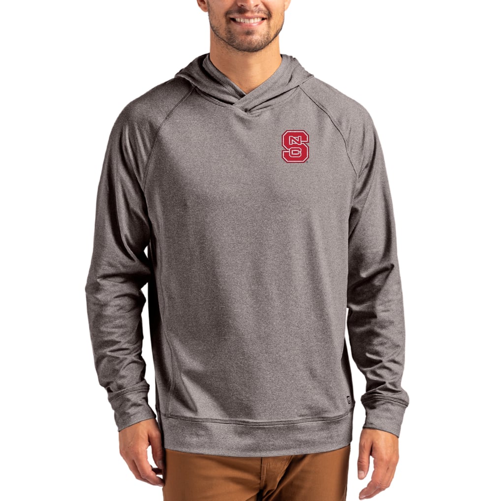 NC State Wolfpack Cutter & Buck Primary Logo Adapt Knit Raglan Pullover Hoodie - Heather Charcoal