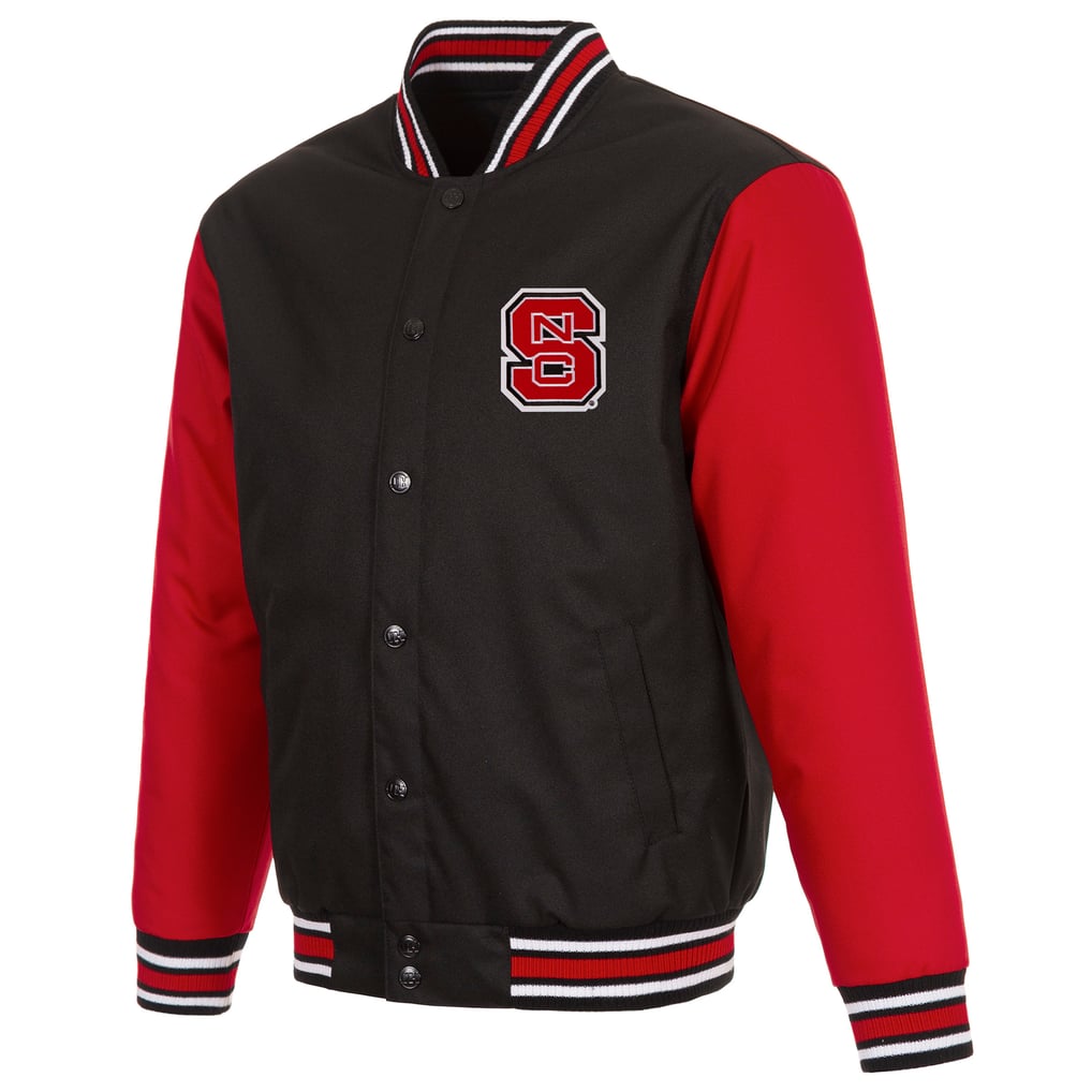 NC State Wolfpack JH Design Poly Twill Full-Snap Varsity Jacket - Black