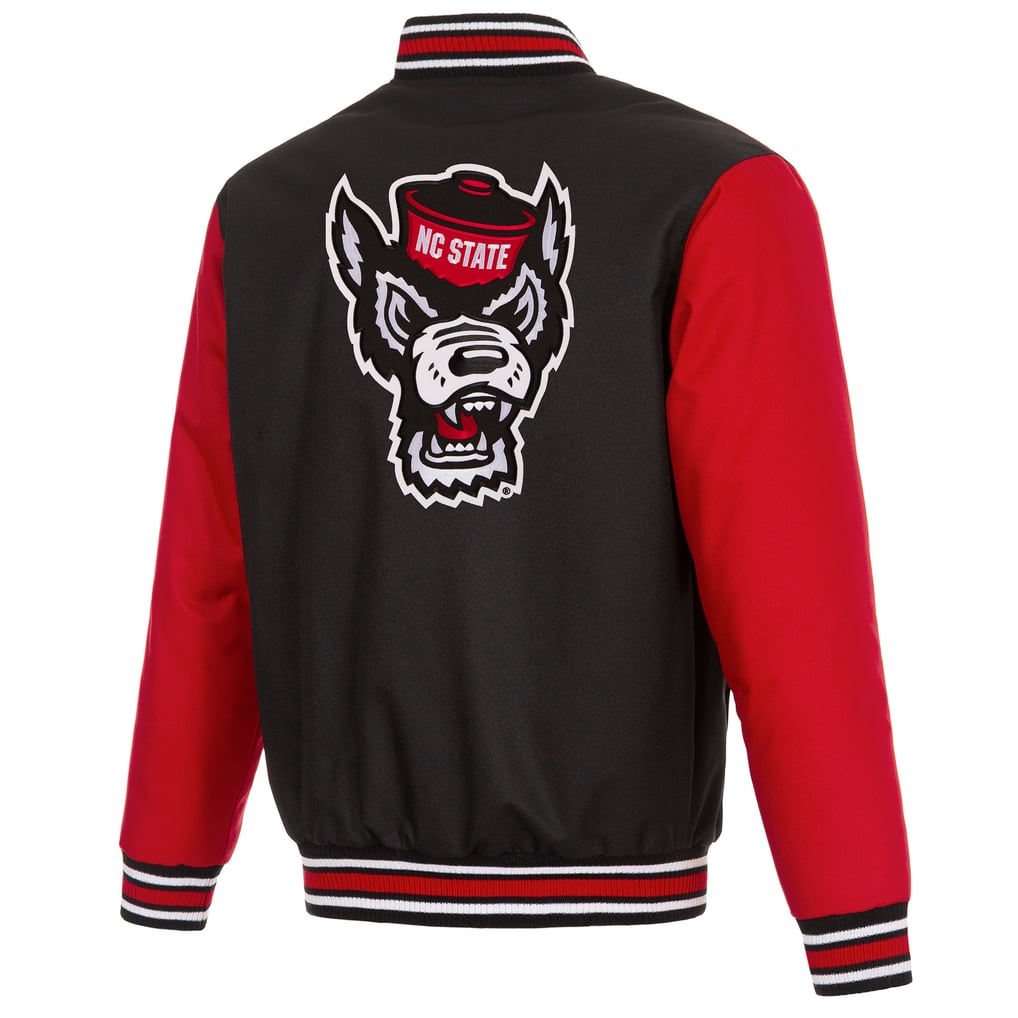 NC State Wolfpack JH Design Poly Twill Full-Snap Varsity Jacket - Black