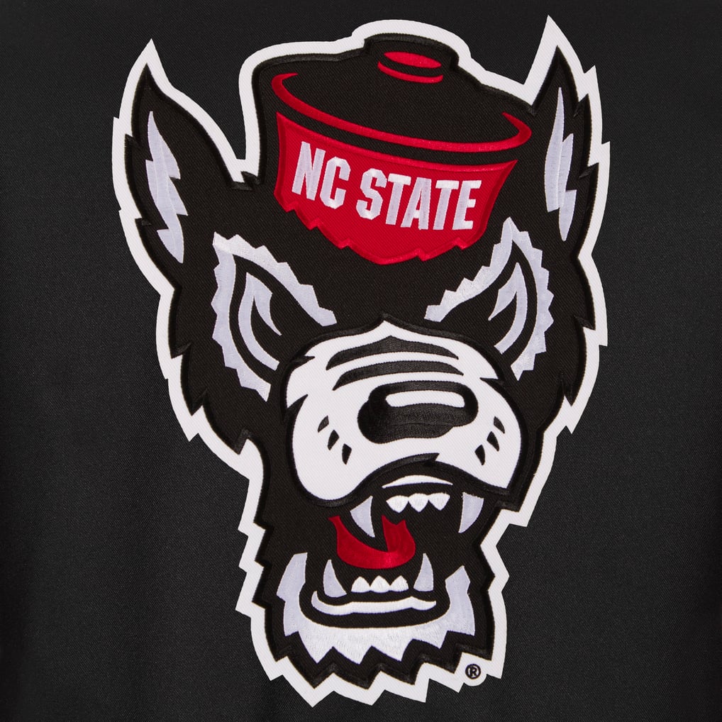 NC State Wolfpack JH Design Poly Twill Full-Snap Varsity Jacket - Black