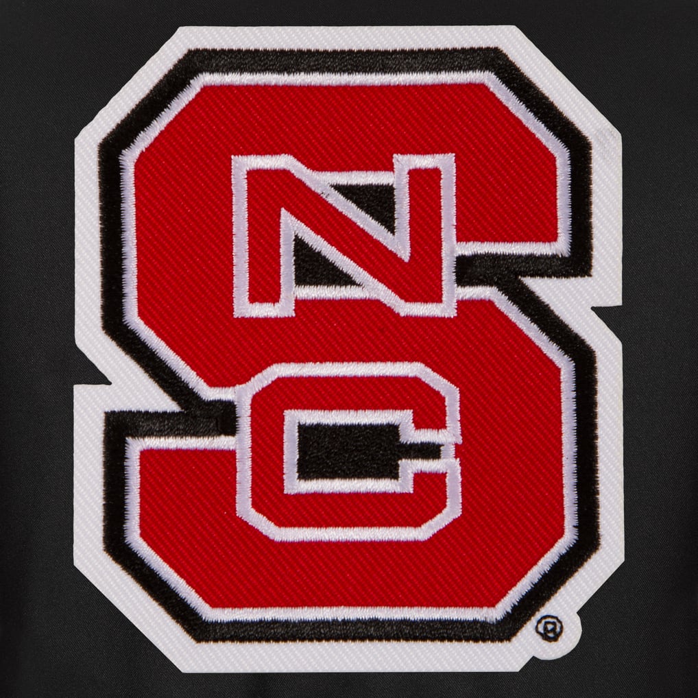 NC State Wolfpack JH Design Poly Twill Full-Snap Varsity Jacket - Black
