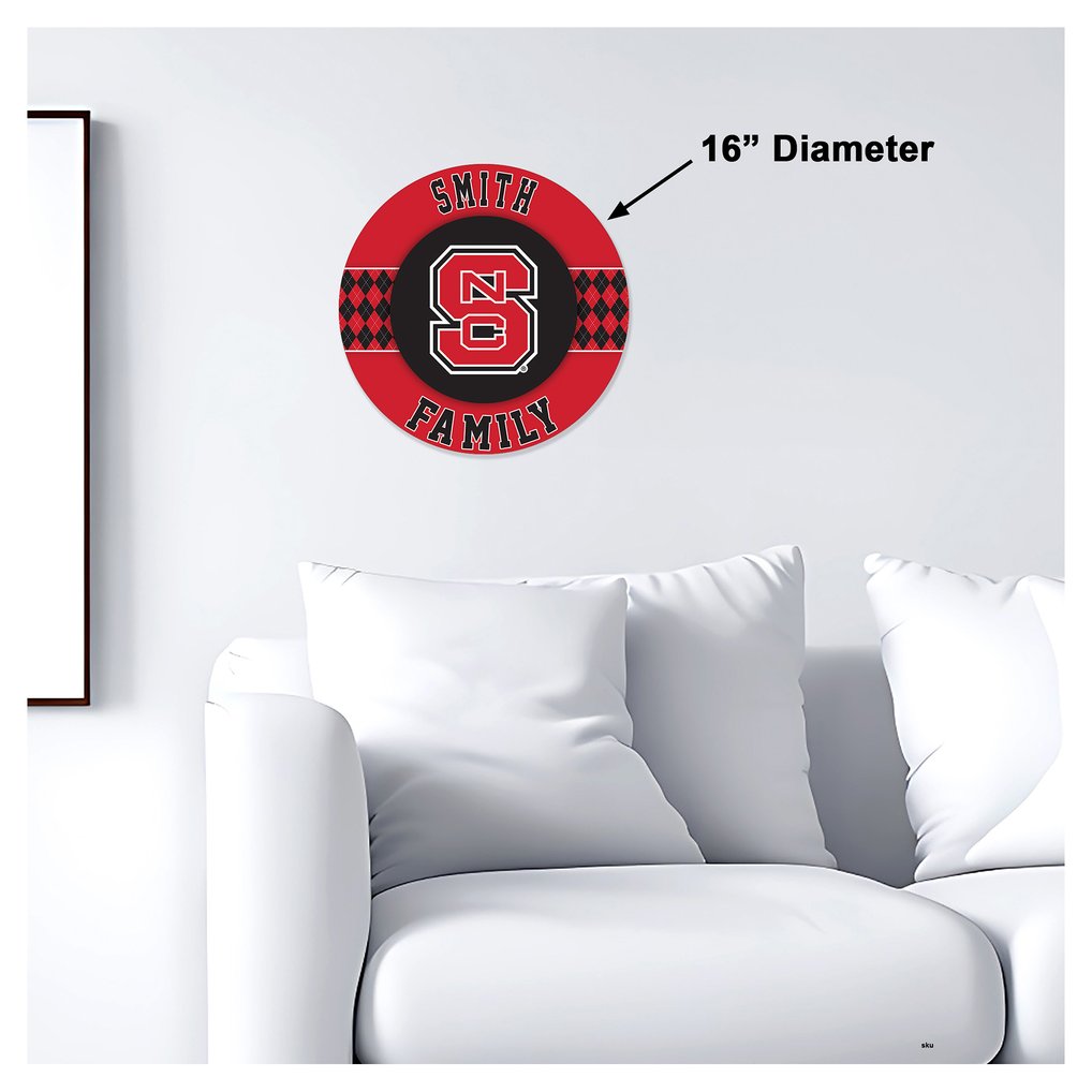 NC State Wolfpack 16" Personalized Circle Wall Art