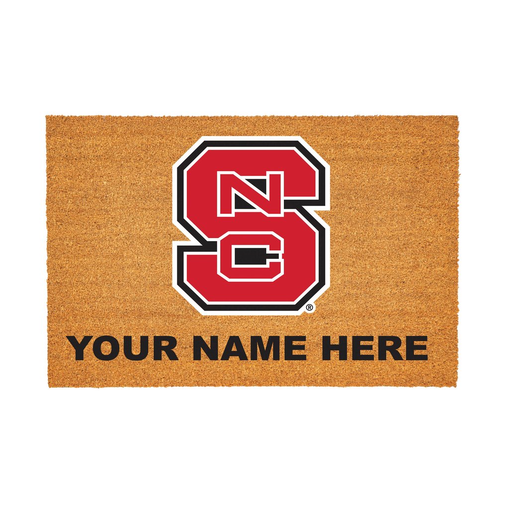 NC State Wolfpack 24" x 36" Team Logo Personalized Coir Door Mat