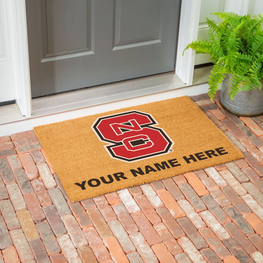NC State Wolfpack 24" x 36" Team Logo Personalized Coir Door Mat