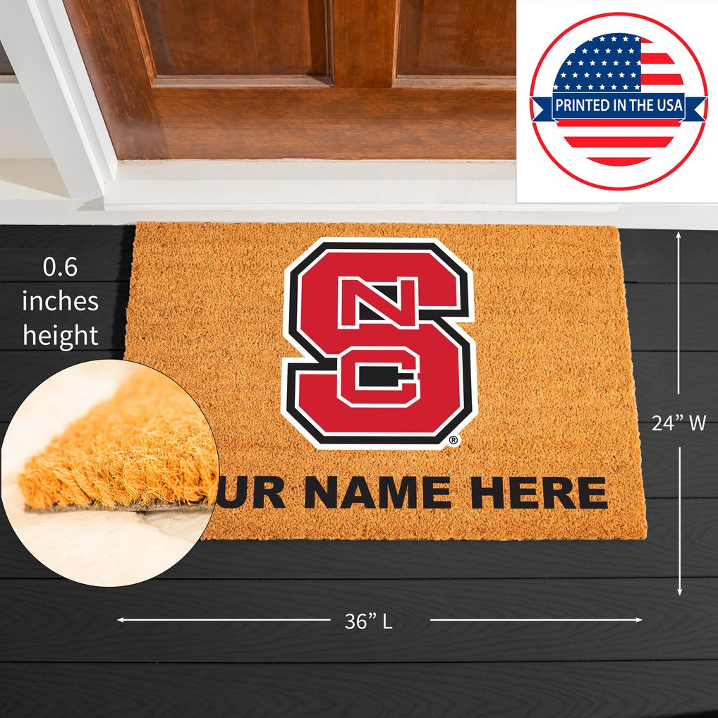 NC State Wolfpack 24" x 36" Team Logo Personalized Coir Door Mat
