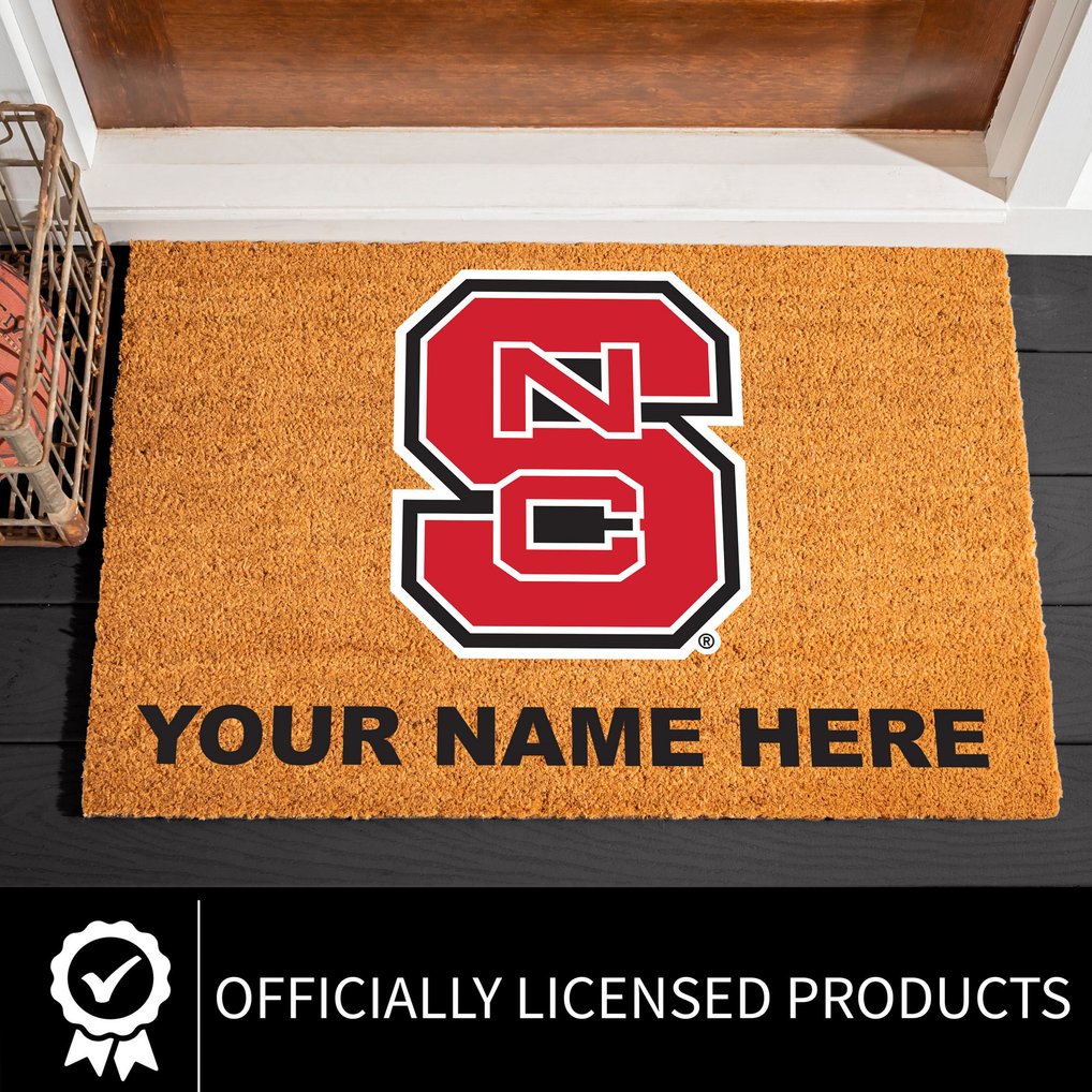 NC State Wolfpack 24" x 36" Team Logo Personalized Coir Door Mat