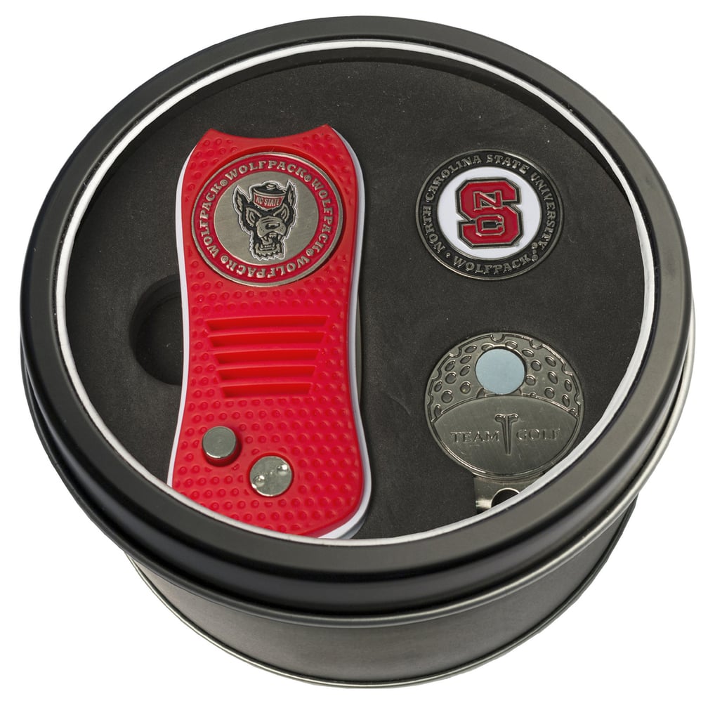 NC State Wolfpack Divot Tool, Ball Marker & Cap Clip Personalized Tin Gift Set